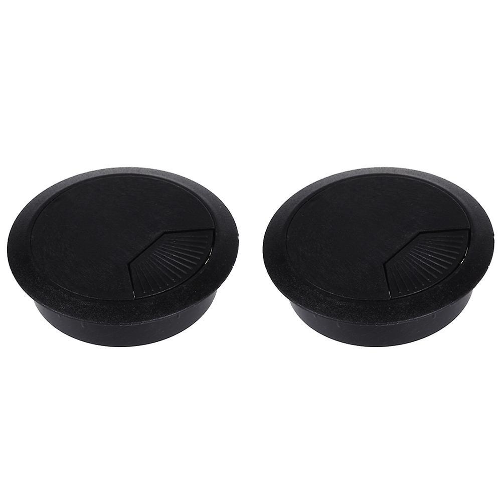 2x Computer Desk Table Grommet Cable Wire Hole Plastic Cover Black