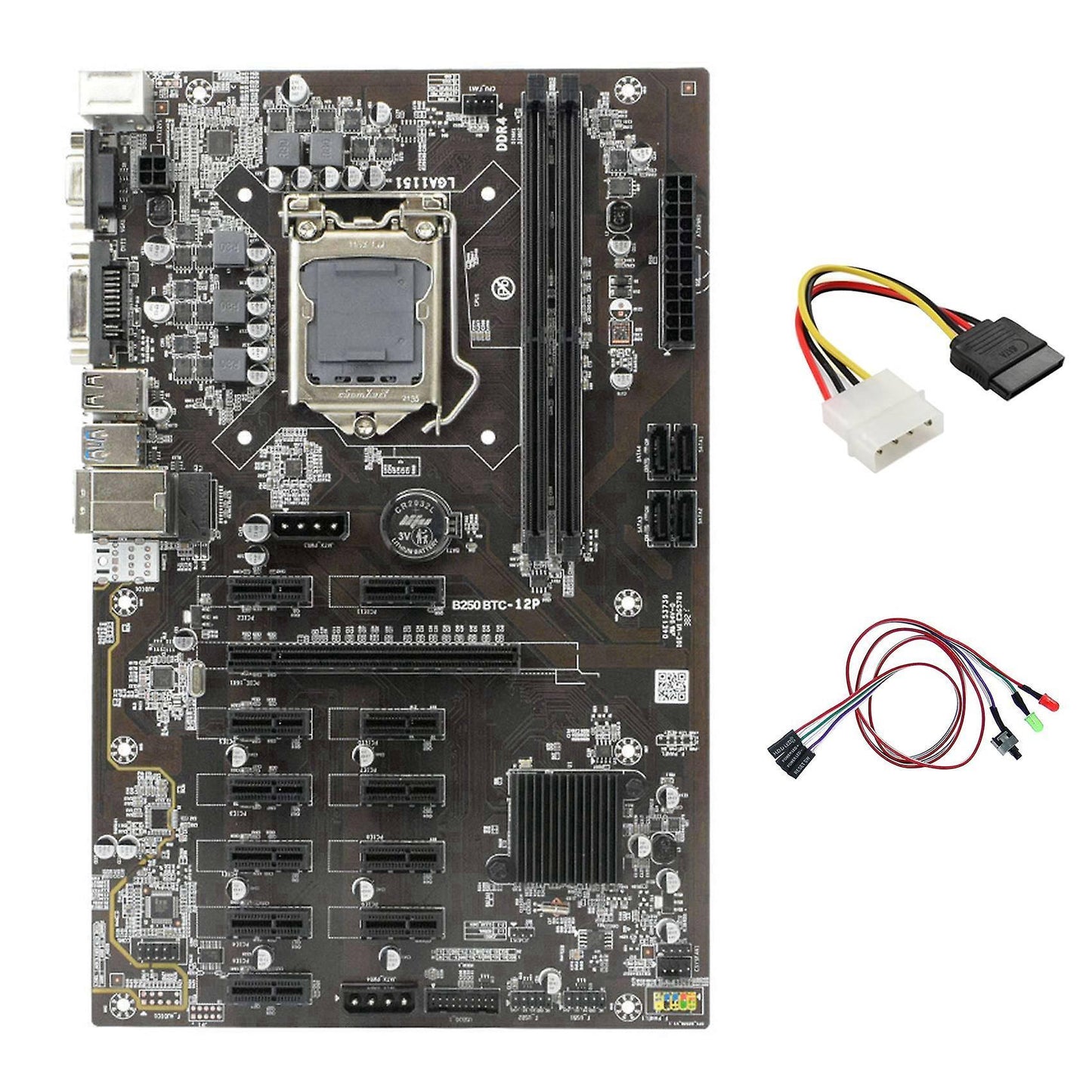B250 Btc Mining Motherboard with Switch Cable with Light for Miner