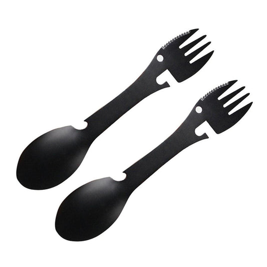 2x Multifunctional Equipment Cookware Spoon Fork Bottle Opener