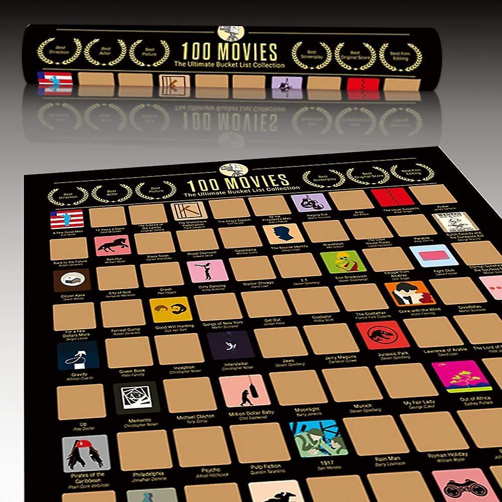 100 Movies Scratch Off Poster- Bucket List Poster Couple Gift