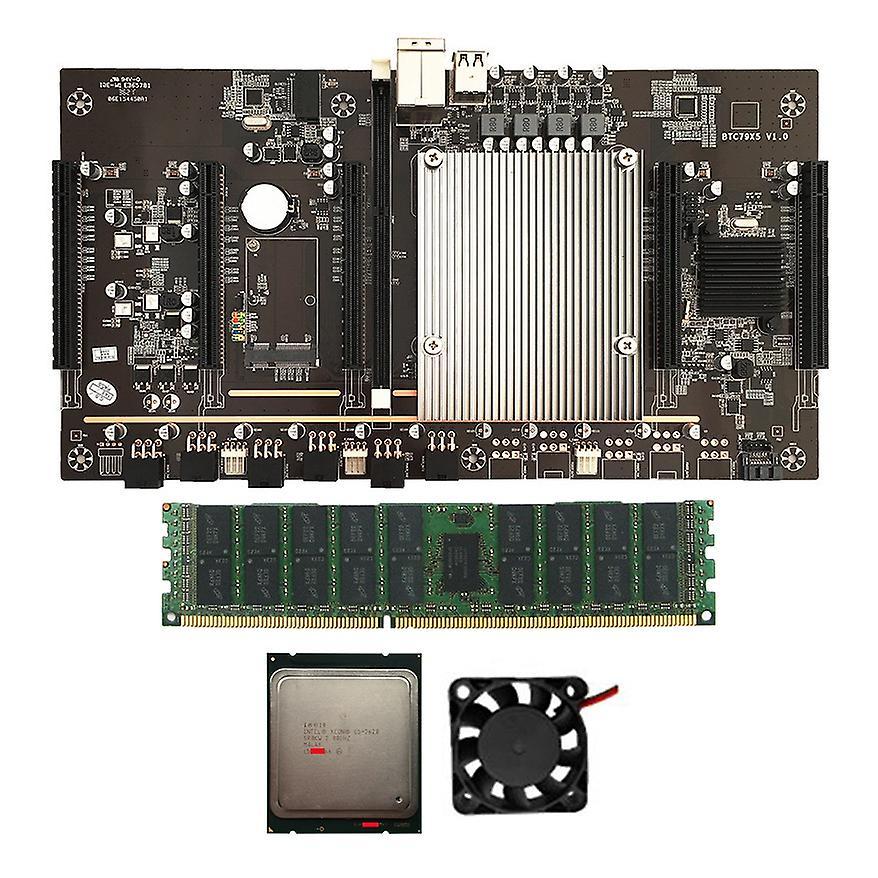 X79 H61 Btc Miner Motherboard Lga 2011 5xpci-e 60mm+8g Ddr3 Ram+fan