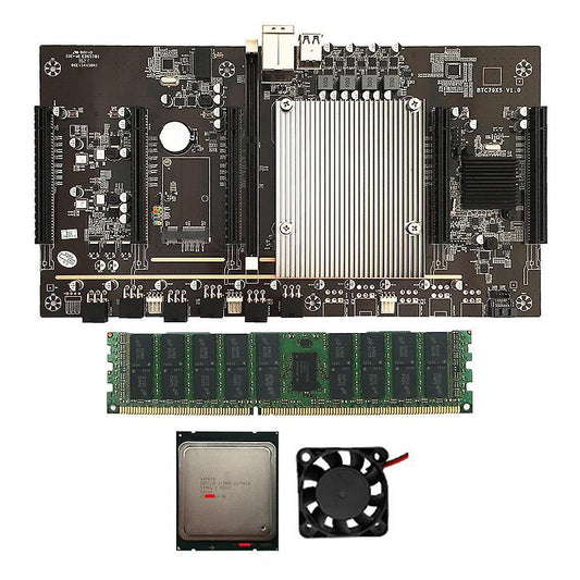 X79 H61 Btc Miner Motherboard Lga 2011 5xpci-e 60mm+8g Ddr3 Ram+fan