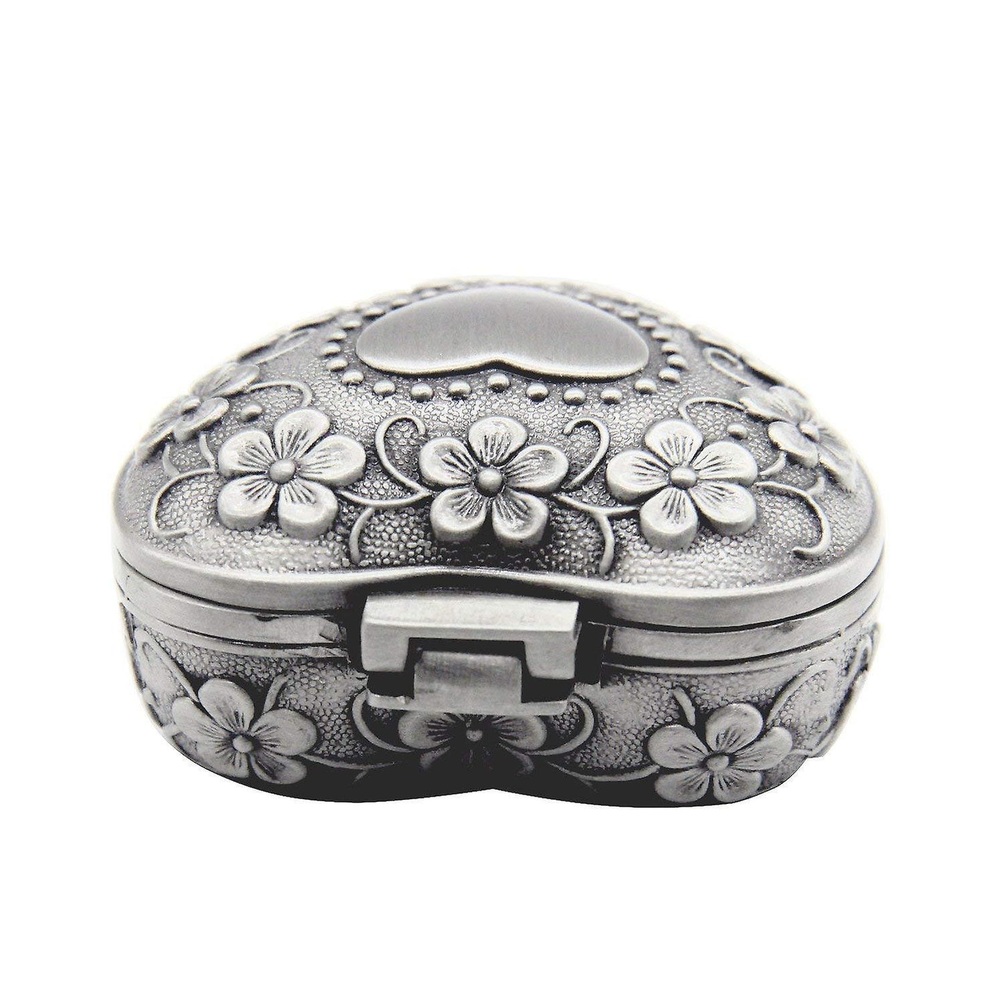Classic Vintage Antique Heart Shaped Jewelry Box Ring Gift,silver