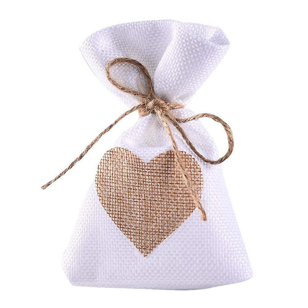 12pcs Chinese Style Linen Bag Candy Bag Sachet Bundle Bag White