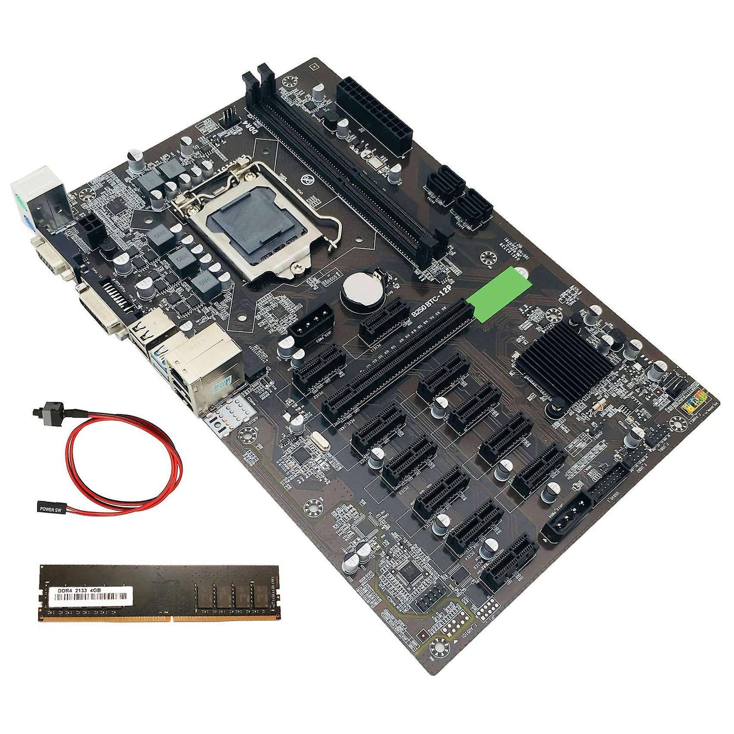 B250 Btc Mining Motherboard with Ddr4 4g 2133mhz Ram+switch Cable