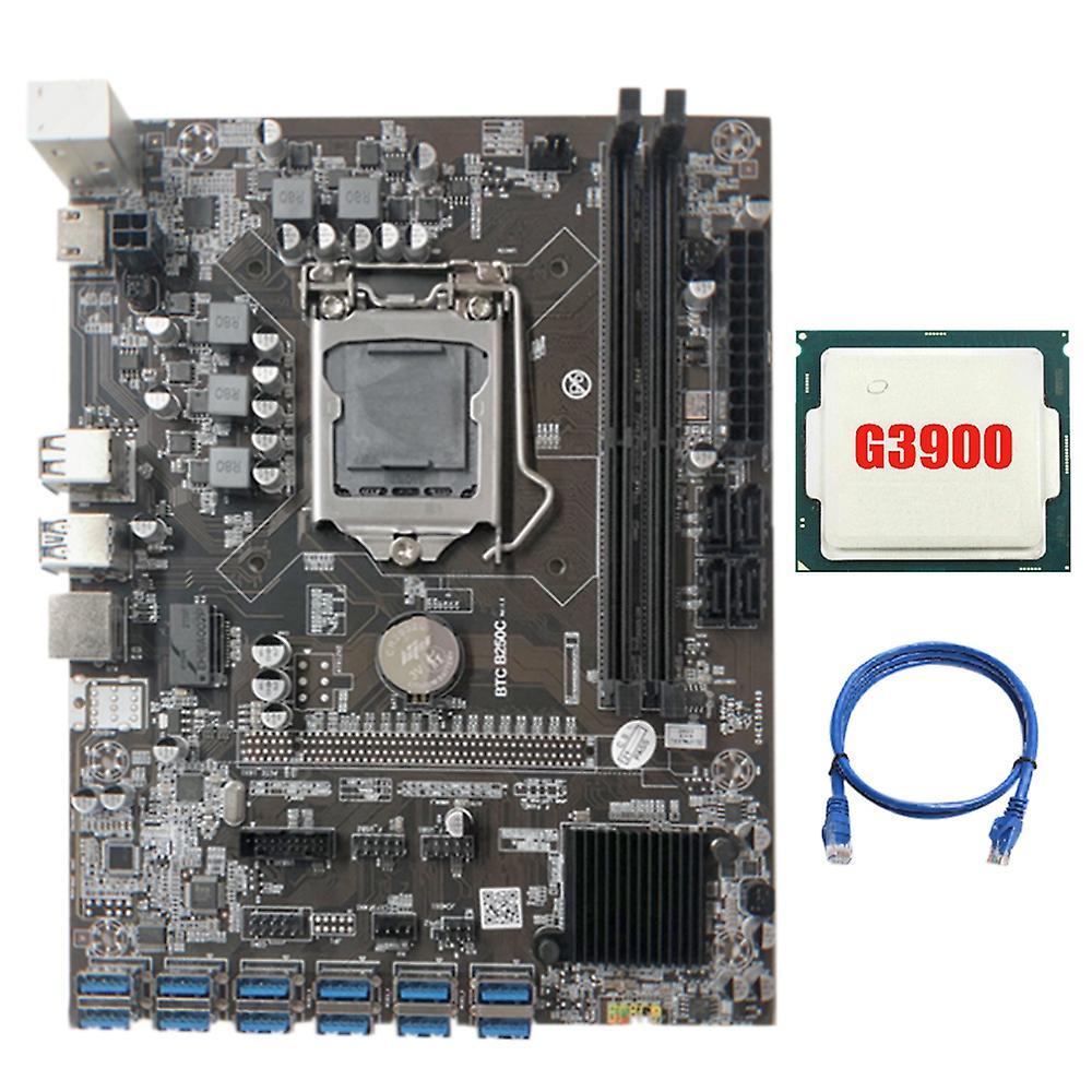 B250c Mining Motherboard with G3900 Cpu+rj45 Cable 3 Meters for Btc