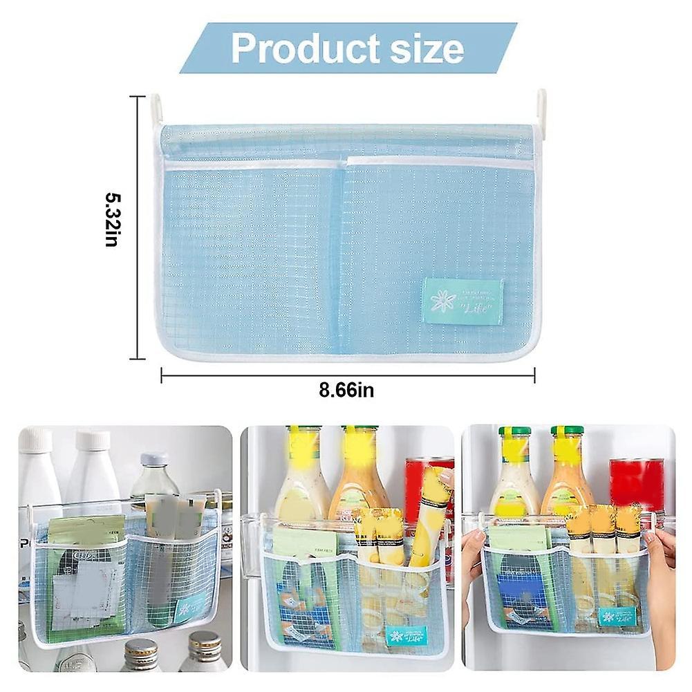 Fridge Hanging Bag for Kitchen Household Sundries Sorting Bag (blue)