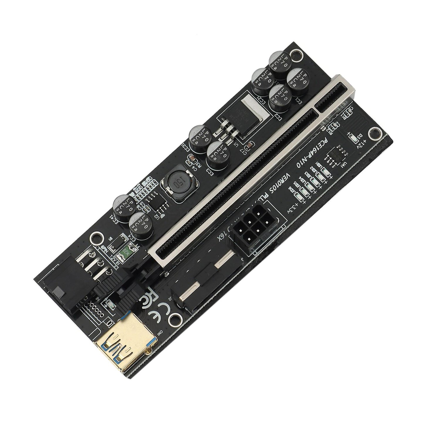 8x 16x Extender Pcie Riser Adapter Card Sata 6pin Power Black(1set)