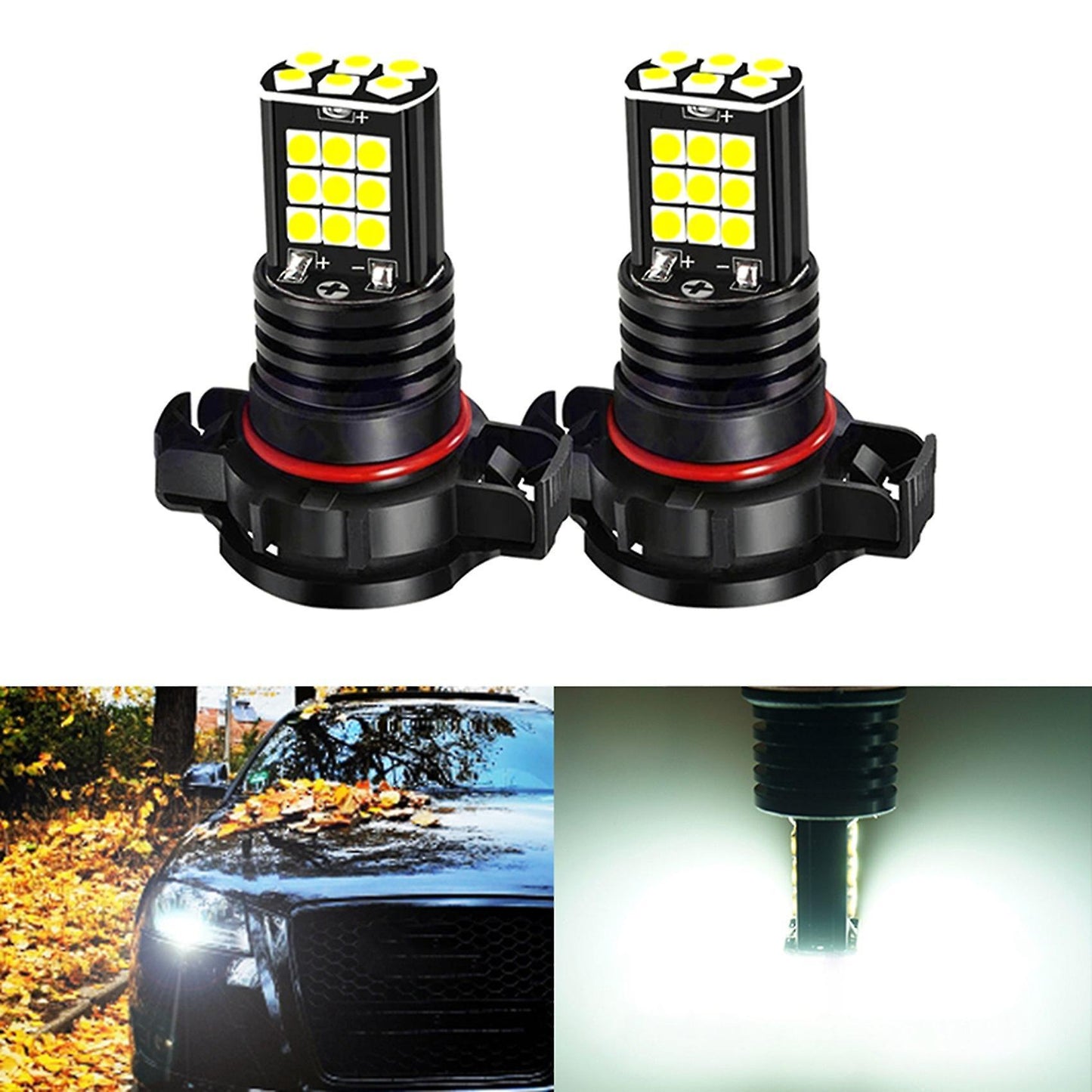 2pcs Fog Light Psx24w H16 Pwy24w Psy24w S19w Led Bulbs 3030 24smd