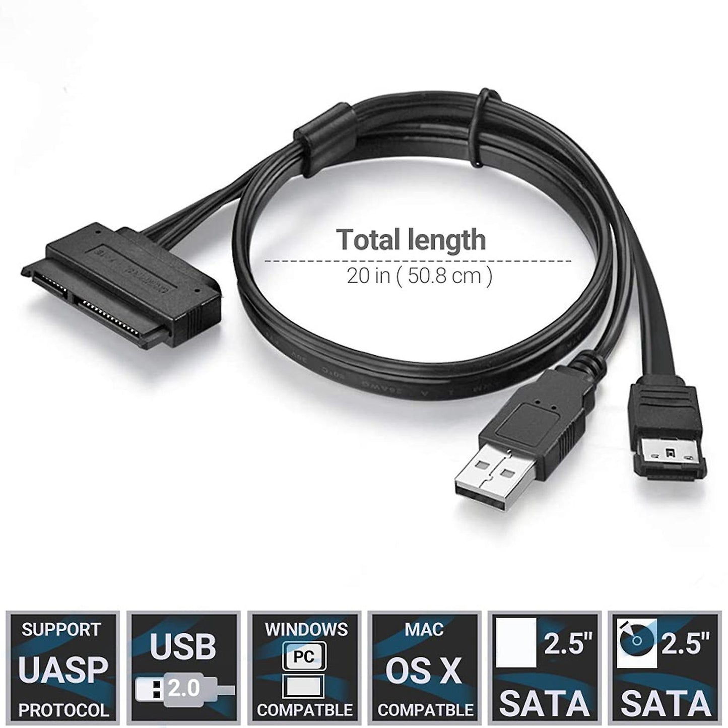 Sata 22 Pin to Esata 2.5 Sata Hard Drive External Connector Cable